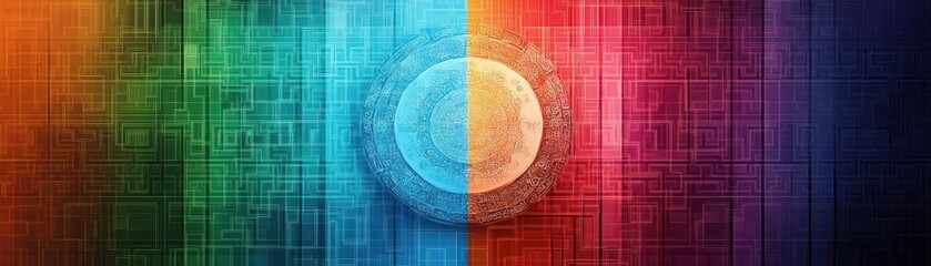 Aufkleber - Vibrant Colorful Abstract Background Featuring A Central Circle Creating A Dynamic Visual Experience Inviting Imagination And Artistic Expression