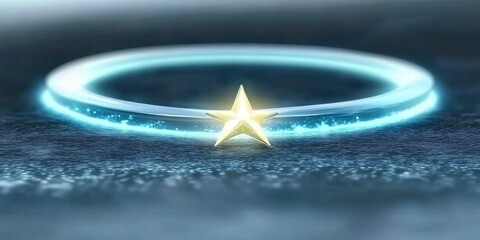 Poster - A glowing ring with a star at the center, emitting a soft light.