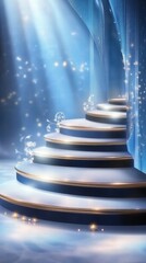 Aufkleber - A magical staircase illuminated by soft light, leading into a dreamy, ethereal space.
