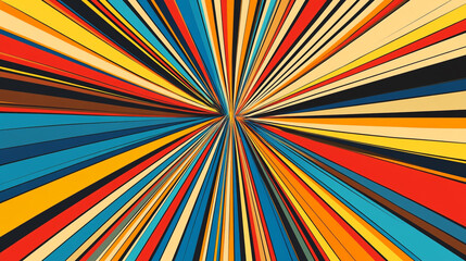 Poster - Colorful abstract burst of lines radiating outward from a central point in dynamic design