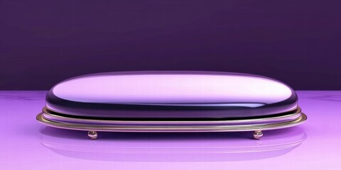 Poster - A sleek, glossy object on a reflective surface with a purple background.