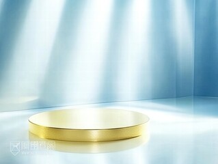 Poster - A minimalist golden platform illuminated by soft light, suggesting a display or presentation space.