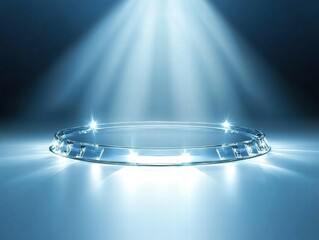 Poster - A circular, illuminated platform with a glowing effect, suggesting a futuristic display.