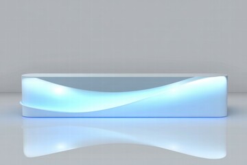Poster - A sleek, modern reception desk with illuminated curves and a glossy finish.