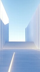 Poster - A serene, minimalist architectural space with soft lighting and clean lines.