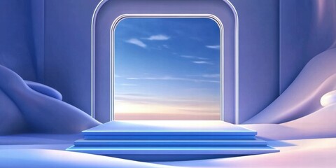 Poster - A serene, abstract space with a portal opening to a tranquil sky.