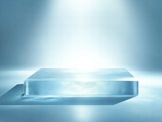 Poster - A clear ice block illuminated by soft light, creating a serene, minimalistic atmosphere.