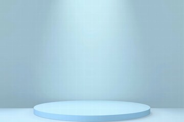 Poster - A simple, circular platform under soft blue lighting, ideal for presentations or displays.
