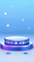 Aufkleber - A vibrant display podium with sparkling elements, ideal for showcasing products or awards.