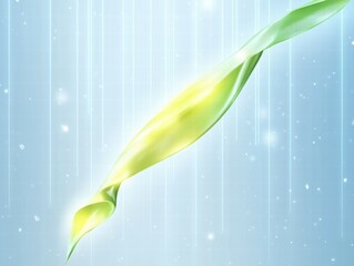 Poster - Abstract design featuring a flowing green and yellow shape against a light background.