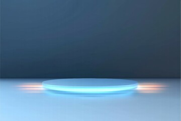 Poster - A minimalist circular platform with blue lighting, suggesting a futuristic display or stage.