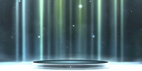 Poster - A serene stage with soft light beams and a starry background, suggesting a magical atmosphere.