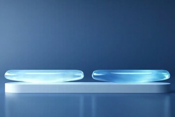 Aufkleber - Two translucent circular objects on a sleek base, illuminated from below.