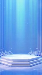Aufkleber - A serene blue background with soft lighting, ideal for presentations or performances.