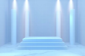 Aufkleber - A minimalist stage with soft lighting, ideal for presentations or performances.