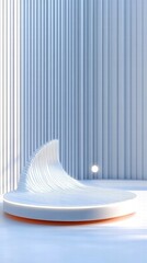 Leinwandbilder - A modern, curved seating design in a minimalist, bright interior space.