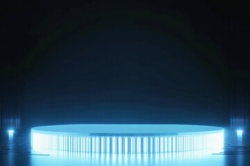 Poster - A futuristic stage with glowing edges, set against a dark background, ideal for presentations.