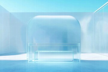 Leinwandbilder - A minimalist, transparent structure in a bright, serene environment.