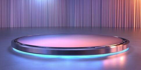 Poster - A modern, illuminated platform in a studio setting, ideal for presentations or performances.