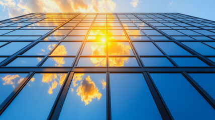 Poster - Golden Hour Skyscraper Reflection 