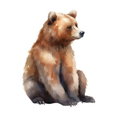 Wall Mural - Watercolor vector illustration of a majestic brown bear