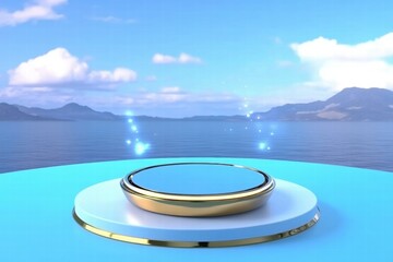 Poster - A serene platform on calm waters, suggesting a presentation or showcase space.