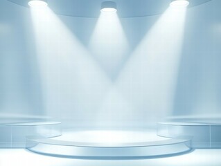 Poster - A minimalist stage with bright spotlights, ideal for presentations or performances.