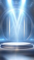 Leinwandbilder - A spotlighted stage with beams of light, creating a dramatic atmosphere for performances.