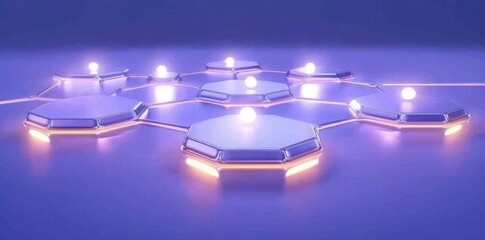 Aufkleber - Abstract design featuring hexagonal shapes with glowing elements, suggesting a tech concept.