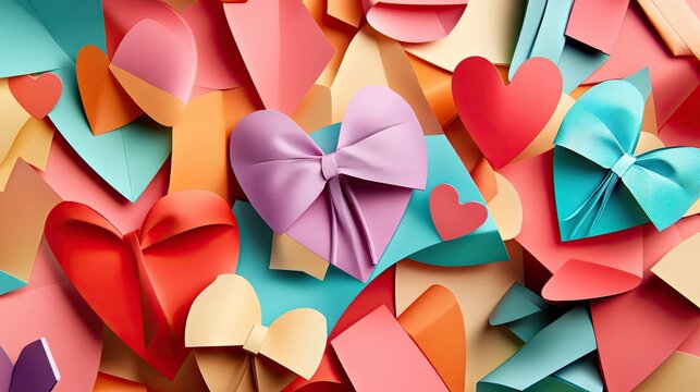 Modern card design with oversized typography, artistic hearts, and minimalist bows