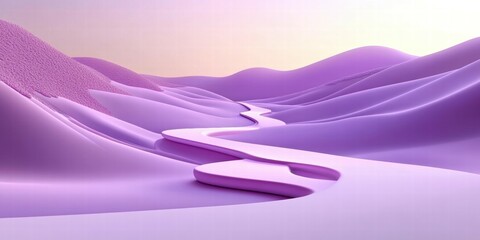 Poster - A surreal landscape featuring flowing curves and soft purple hues, evoking tranquility.