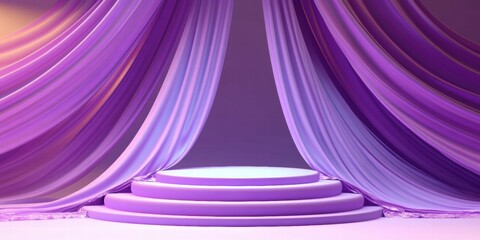 Poster - A stage with elegant purple drapes, designed for performances or presentations.