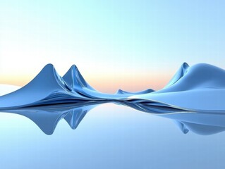 Aufkleber - A serene landscape with smooth, blue mountains reflecting on calm water under a soft sky.