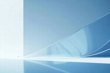 Aufkleber - A minimalist composition featuring clear glass against a soft blue backdrop.