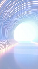 Poster - A futuristic tunnel with soft lighting leading to a bright exit.