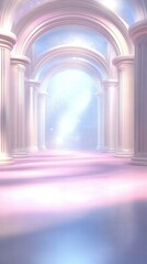 Aufkleber - ethereal corridor with columns and soft lighting, creating a dreamlike atmosphere.