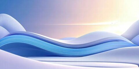 Aufkleber - Abstract landscape with soft curves and a gradient sky, evoking calmness and serenity.