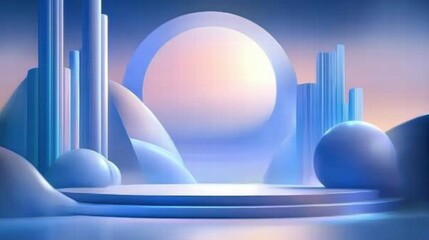 Aufkleber - A serene, abstract landscape featuring soft shapes and gradients, evoking tranquility.