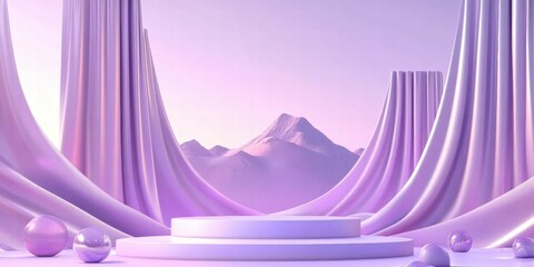 Aufkleber - A serene, abstract landscape with flowing drapes and soft colors, ideal for presentations.