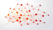 © TheseusStock - white background, gradient red to orange, vector graphic of simple lines and dots connecting the shape of an AI network.
