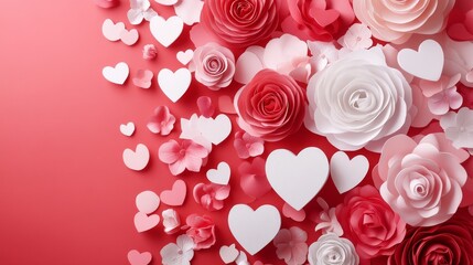 Wall Mural - valentine's day abstract background. featuring soft pinks, reds, and whites. symbolizing love, affec