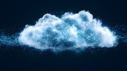 Poster - Digital Cloud with Blue Light Beam Representing Data Connectivity and Network Technology in Abstract Composition for Innovation and Computing Concepts