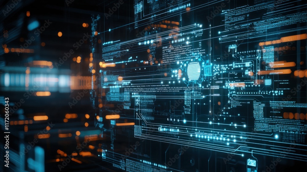 Data visualization action in a futuristic digital environment tech ...