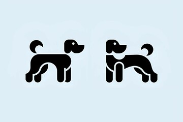 Fototapete - stylized dog silhouettes in different positions forming a creative black and white pattern for designs
