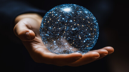 Aufkleber - Global Network in Hand 
