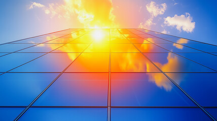 Poster - Sunrise Reflection on Modern Skyscraper 