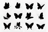 butterfly silhouettes in black with various wing shapes on a white background