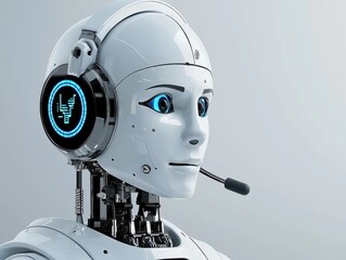 Poster - Futuristic robot assistant modern technology lab digital artwork high-tech environment close-up view ai innovation