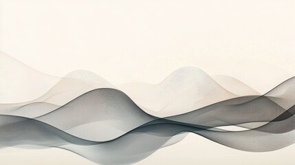 Wall Mural - minimal organic line art with geometric touches in muted tones for a contemporary panorama.