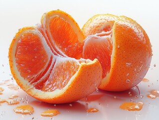 Wall Mural - A fresh orange cut in half, showcasing juicy segments and droplets.